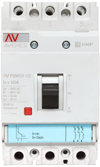 Выключатель автоматический EKF Averes Power-1/3 3P 125А 35кА AV TR / mccb-13-125-TR-av