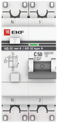 Дифференциальный автомат EKF PROxima АД-32 1P+N 50А/30мА / DA32-50-30-a-pro