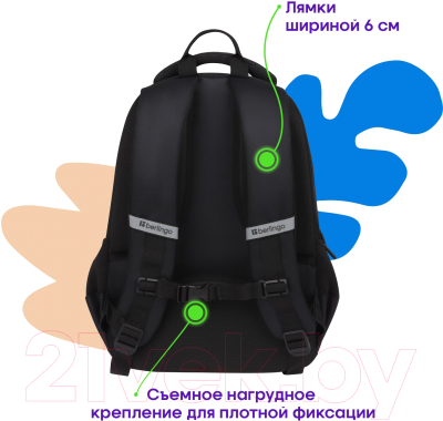 Школьный рюкзак Berlingo U3. Totally black / RU-U3-1062