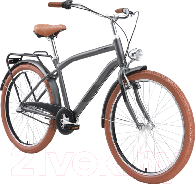 Велосипед STARK Comfort Man 3speed 2024 (18, темно-серый матовый металлик/черный/коричневый)