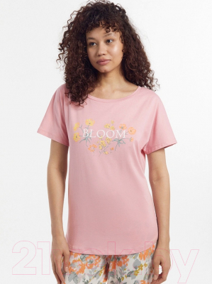 Комплект домашней одежды Mark Formelle 592300 (р.164/170-100-106, пыльно-розовый/розовые цветы на молочном)