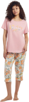 Комплект домашней одежды Mark Formelle 592300 (р.164/170-108-114, пыльно-розовый/розовые цветы на молочном) - 