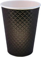 Набор бумажных стаканов Gecko Двухслойный Вафля 350мл (2x25шт, черный) - 