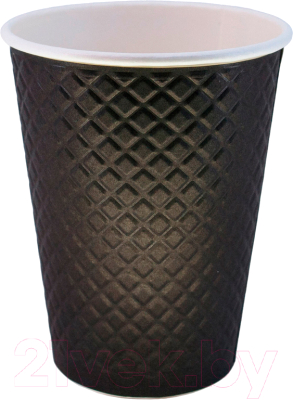 Набор бумажных стаканов Gecko Двухслойный Вафля 350мл (2x25шт, черный)