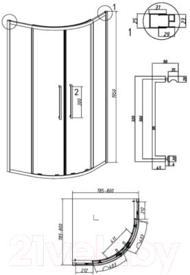 Душевой уголок Grossman Cosmo 80x80x195 / 301.K33.02.8080.10.00