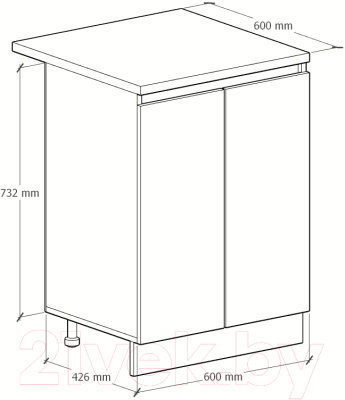 Шкаф-стол кухонный Артём-Мебель Мэри 600мм СН-114.230 (серый графит)