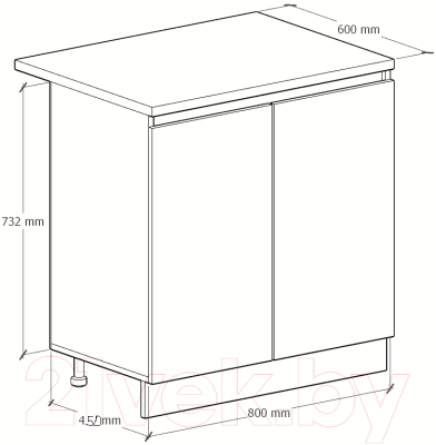 Шкаф-стол кухонный Артём-Мебель Мэри 800мм СН-114.231 (белый)