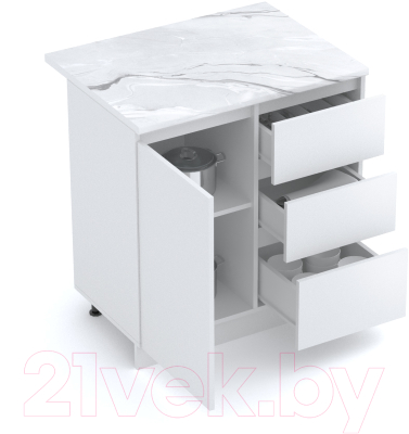 Шкаф-стол кухонный Артём-Мебель Мэри 800мм СН-114.232-р (белый)