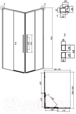 Душевой уголок Grossman Galaxy 110x80x195 / 300.K33.01.1180.21.00 (черный матовый/прозрачное стекло)