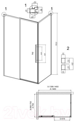 Душевой уголок Grossman Galaxy 140x70x195 / 120.K33.01.1470.42.10 (графит сатин/тонированное стекло)