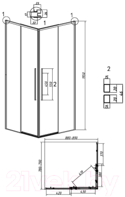 Душевой уголок Grossman Galaxy 90x80x195 / 300.K33.01.9080.32.00 (золото сатин/прозрачное стекло)