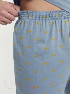 Комплект домашней одежды Mark Formelle 591038 (р.108-98-182/188, серо-голубой/лошади на серо-голубом)