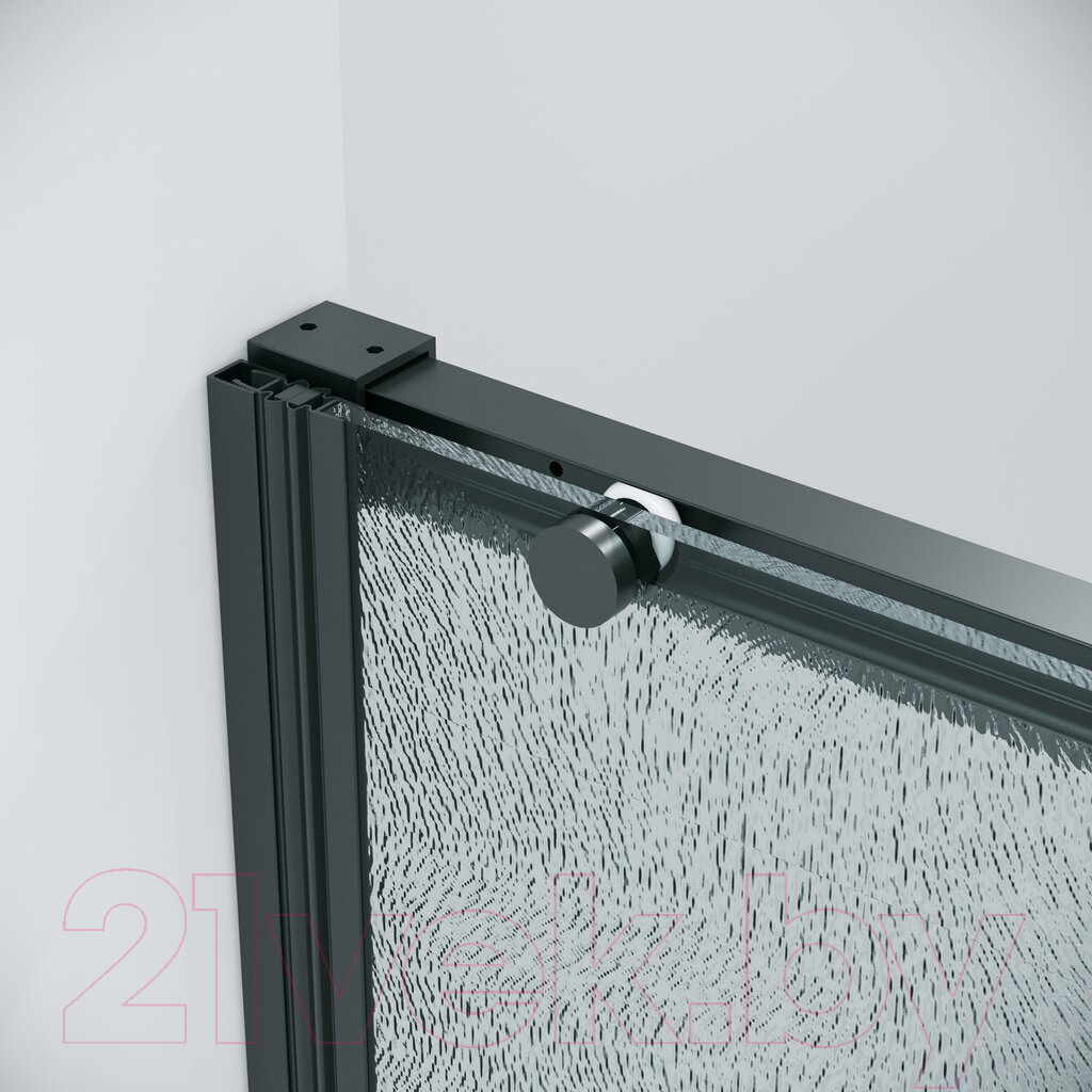 Душевая дверь Grossman Galaxy 140x195 / 100.K33.01.140.21.02 (черный матовый/шиншилла стекло) — фото 4