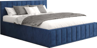 Двуспальная кровать ДСВ Лана 1.4 с подъемным механизмом (синий софт) - 