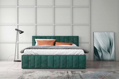 Двуспальная кровать ДСВ Лана 1.6 с подъемным механизмом (зеленый софт)