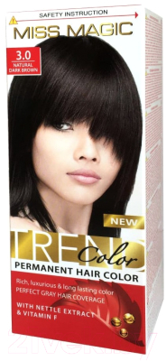 Крем-краска для волос Miss Magic Trend Colors тон 3.0 (натуральный темно-коричневый)