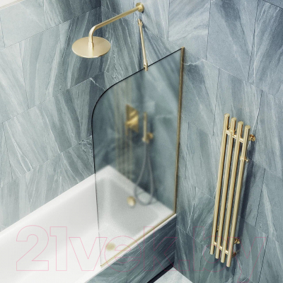 Стеклянная шторка для ванны MaybahGlass MGV-149-3у (сатин стекло/золотой)