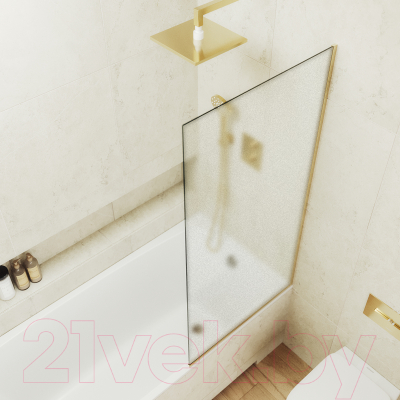 Стеклянная шторка для ванны MaybahGlass MGV-253-3у (сатин стекло/золотой)