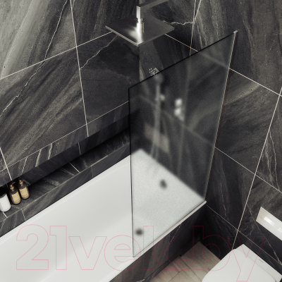 Стеклянная шторка для ванны MaybahGlass MGV-253-5у (сатин стекло/хром матовый)