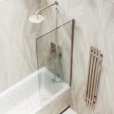 Стеклянная шторка для ванны MaybahGlass MGV-90-2ш (сатин стекло/бронзовый)