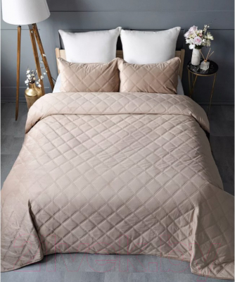Набор текстиля для спальни Vip Camilla 240-260 (ромб, светло-бежевый)