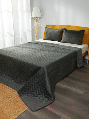 Набор текстиля для спальни Vip Camilla 240-260 (косичка, темно-серый)