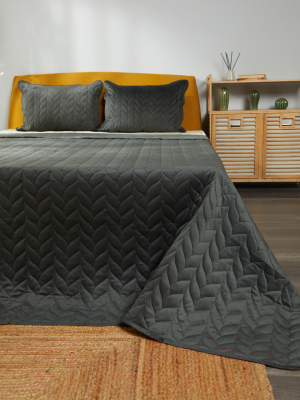 Набор текстиля для спальни Vip Camilla 240-260 (косичка, темно-серый)