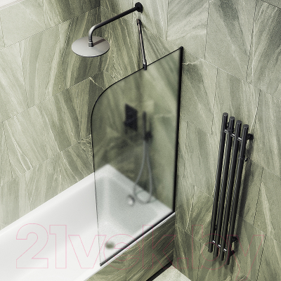 Стеклянная шторка для ванны MaybahGlass MGV-130-6у (сатин стекло/черный)
