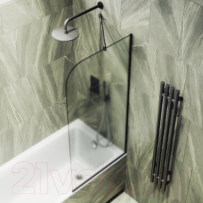 Стеклянная шторка для ванны MaybahGlass MGV-95-6у (сатин стекло/черный)