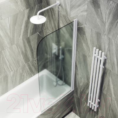 Стеклянная шторка для ванны MaybahGlass MGV-132-1у (сатин стекло/белый матовый)