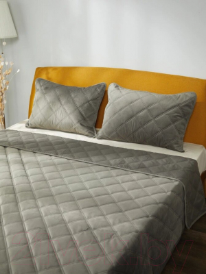 Набор текстиля для спальни Vip Camilla 240-260 (ромб, светло-серый)