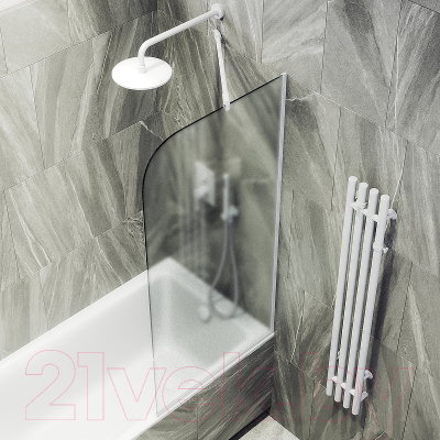 Стеклянная шторка для ванны MaybahGlass MGV-93-1у (сатин стекло/белый матовый)