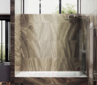Стеклянная шторка для ванны MaybahGlass MGV-95-4ш (сатин стекло/хром глянцевый)