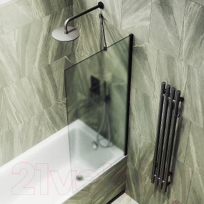 Стеклянная шторка для ванны MaybahGlass MGV-253-6ш (сатин стекло/черный)