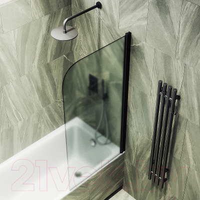 Стеклянная шторка для ванны MaybahGlass MGV-605-6 (сатин стекло/черный)