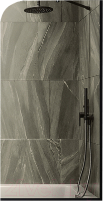 Стеклянная шторка для ванны MaybahGlass MGV-147-6у (бронзовое стекло/черный)