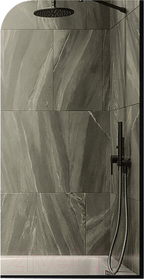 Стеклянная шторка для ванны MaybahGlass MGV-68-6у (бронзовое стекло/черный)
