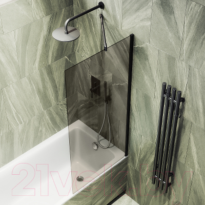 Стеклянная шторка для ванны MaybahGlass MGV-68-6ш (бронзовое стекло/черный)