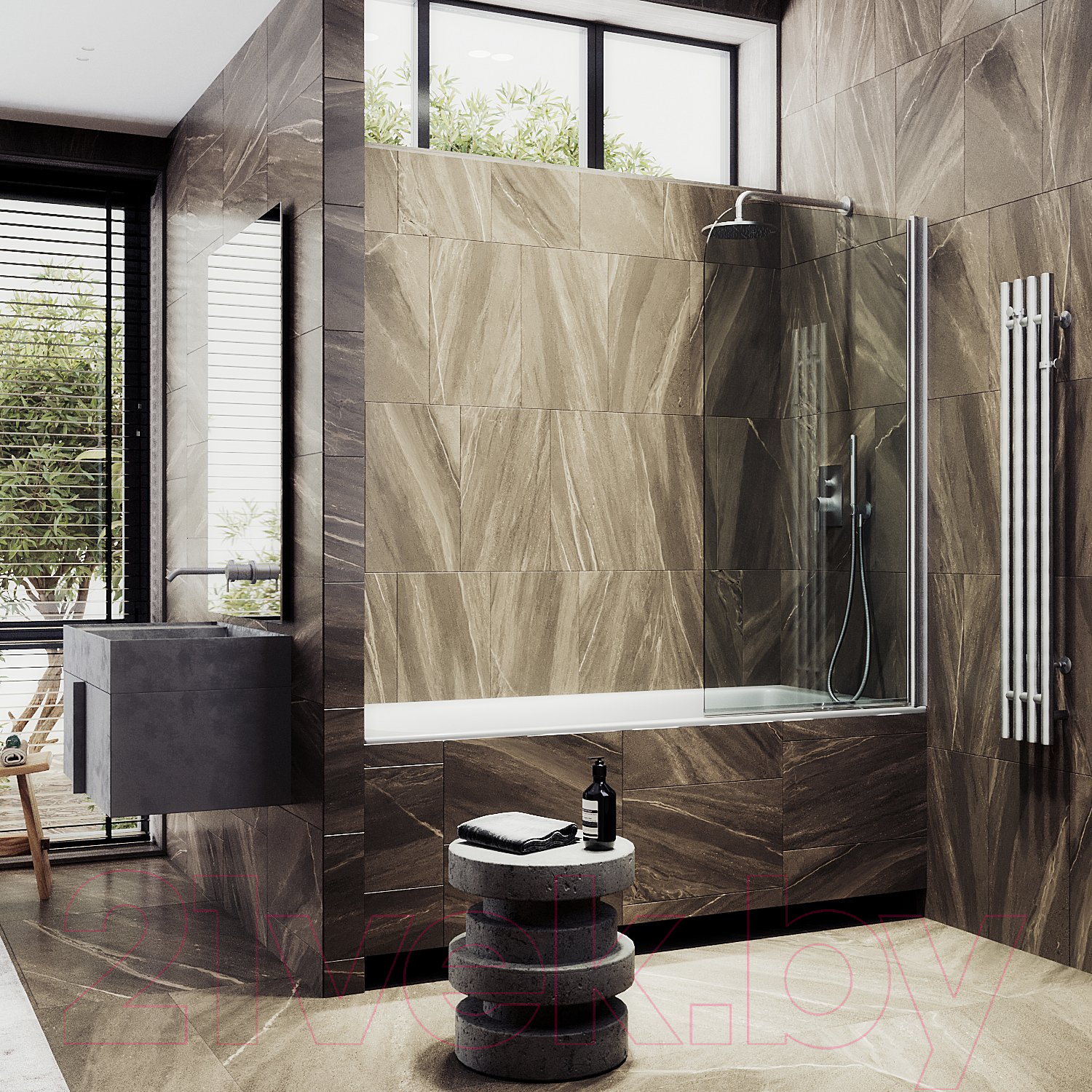 Стеклянная шторка для ванны MaybahGlass MGV-596-5 (прозрачное стекло/хром матовый) — фото 3