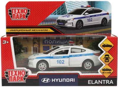 Автомобиль игрушечный Технопарк Hyundai Elantra Полиция / ELANTRA-12POL-WH 