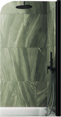 Стеклянная шторка для ванны MaybahGlass MGV-596-6 (прозрачное стекло/черный)
