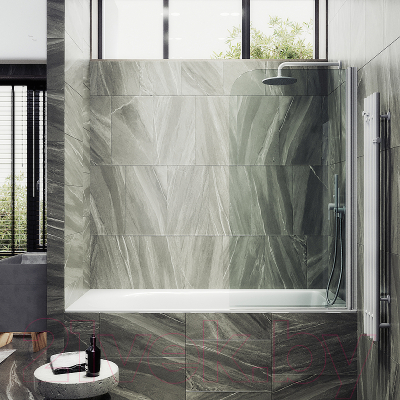 Стеклянная шторка для ванны MaybahGlass MGV-599-1 (прозрачное стекло/белый матовый)