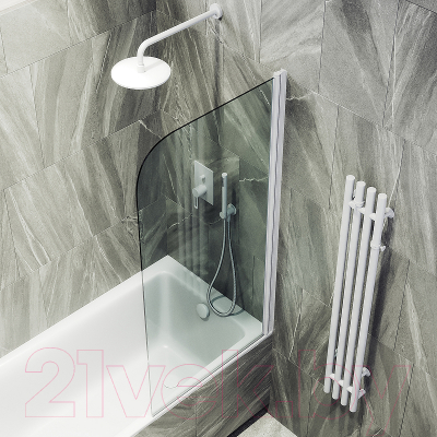 Стеклянная шторка для ванны MaybahGlass MGV-599-1 (прозрачное стекло/белый матовый)