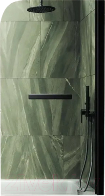 Стеклянная шторка для ванны MaybahGlass MGV-764-6 (прозрачное стекло/черный)