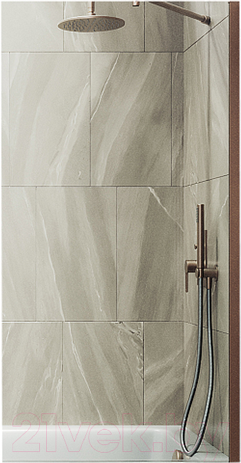 Стеклянная шторка для ванны MaybahGlass MGV-59-2ш (прозрачное стекло/бронзовый)