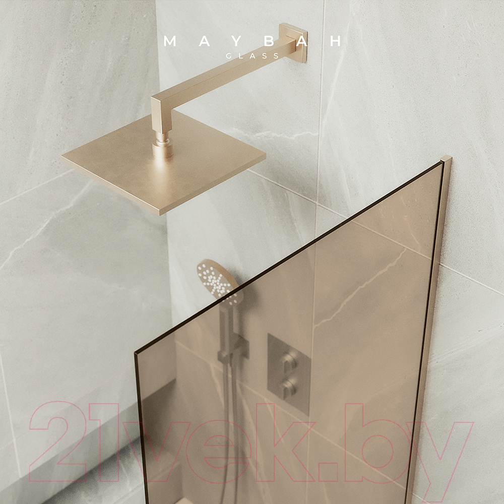 Стеклянная шторка для ванны MaybahGlass MGV-59-2у (прозрачное стекло/бронзовый) — фото 6