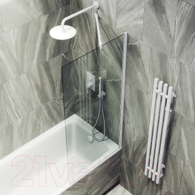 Стеклянная шторка для ванны MaybahGlass MGV-62-1ш (прозрачное стекло/белый матовый)