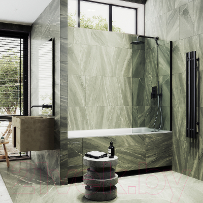 Стеклянная шторка для ванны MaybahGlass MGV-248-6ш (прозрачное стекло/черный)