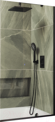 Стеклянная шторка для ванны MaybahGlass MGV-59-6у (прозрачное стекло/черный)