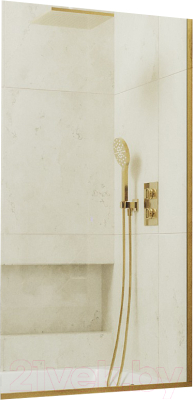 Стеклянная шторка для ванны MaybahGlass MGV-248-3у (прозрачное стекло/золотой)